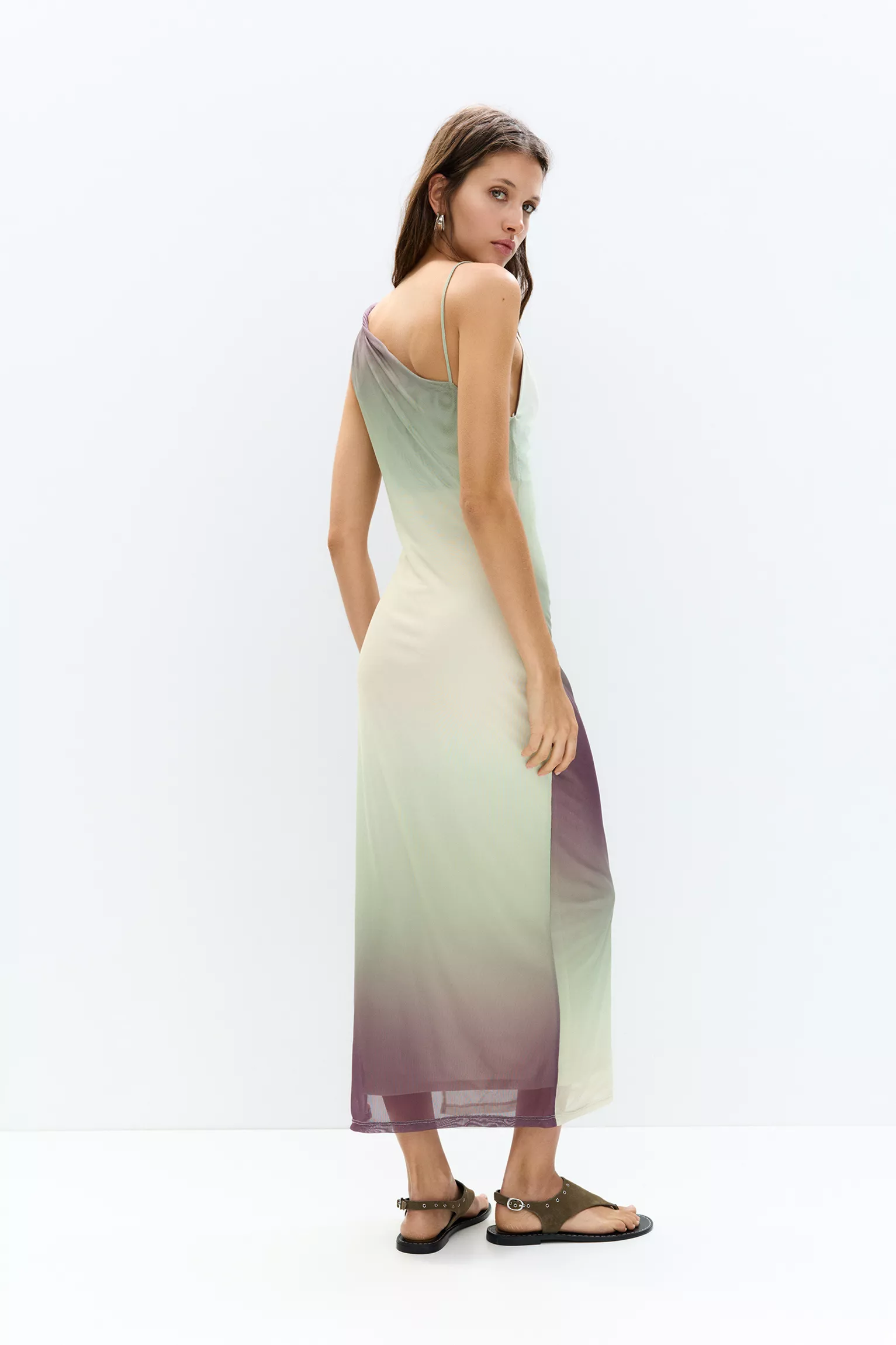Asymmetric tulle midi dress — another view