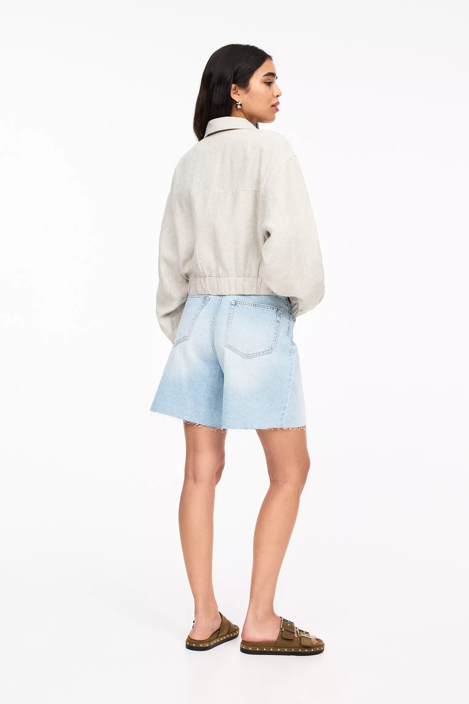 100% linen bomber jacket — another view