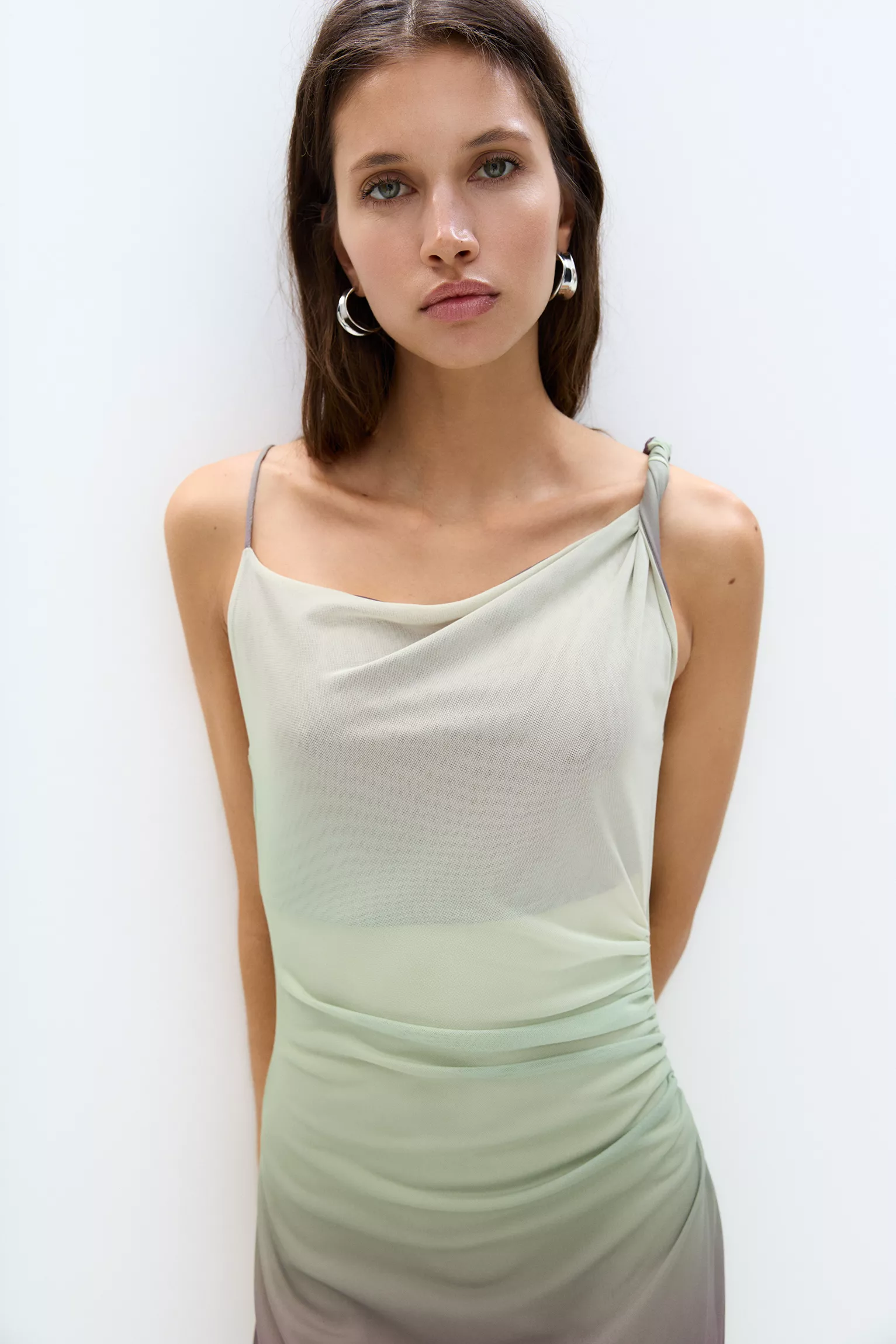 Asymmetric tulle midi dress — view 3