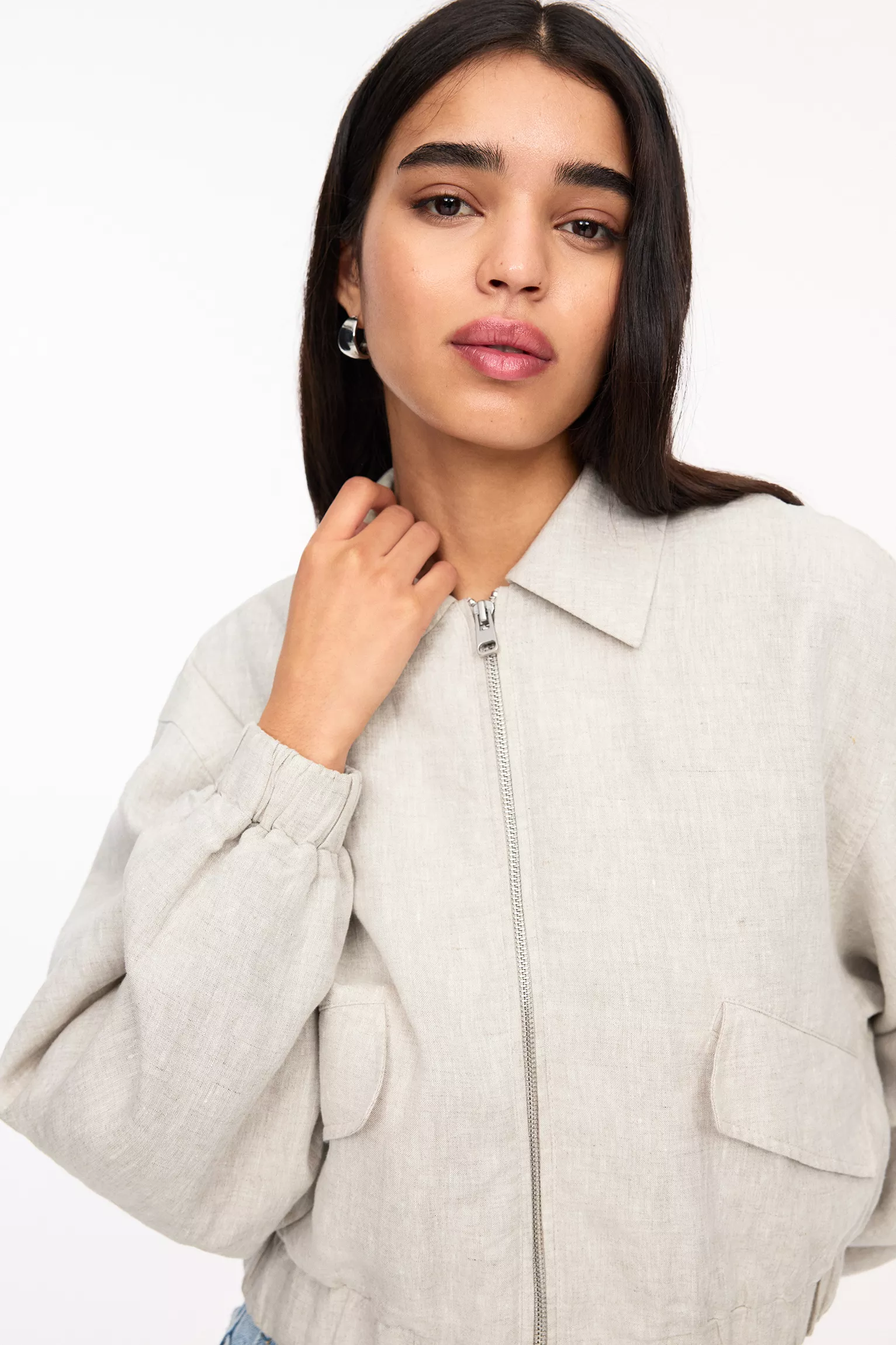 100% linen bomber jacket — view 3